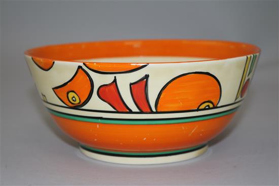 A Clarice Cliff orange pattern bowl, diameter 17.45cm